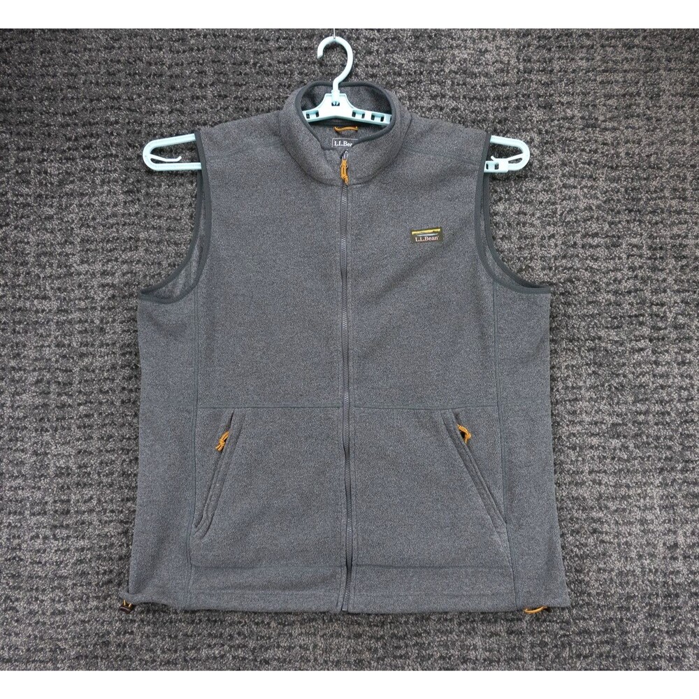 LL Bean Vest Mens 2XL Tall Gray Full Zip Fleece Zipped Pockets Outdoor Gorpcore